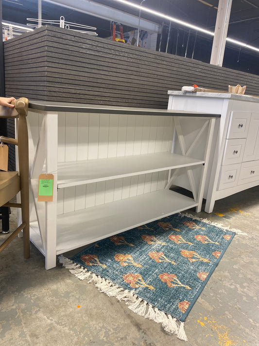 Lucas 52in Solid Wood Farmhouse Storage Console - White/Grey | Dimensions: 30in H x 52in L x 16.5in W | Weight: 58 LBS | Retail Price: $121