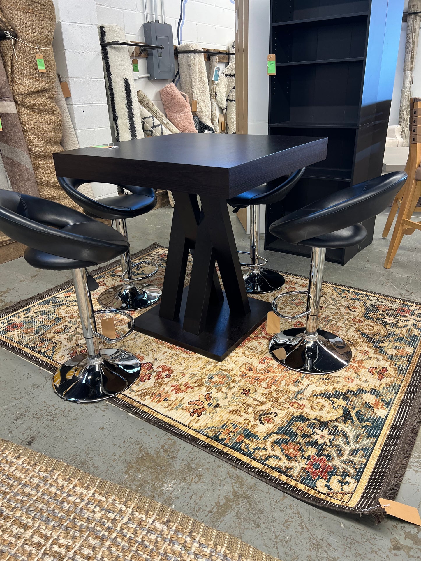 Black Faux Leather Barstool Set of 2 *donated