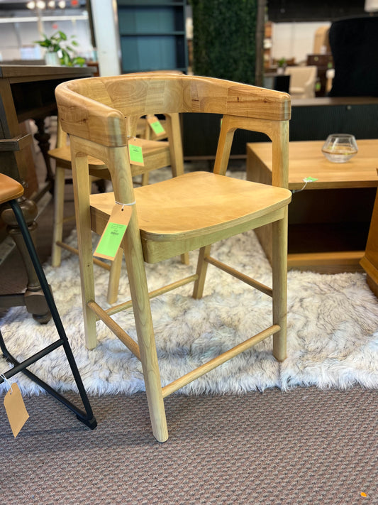 Ezra Modern Solid Wood Rounded Back Counter Stools - Natural | Retail Price: $113