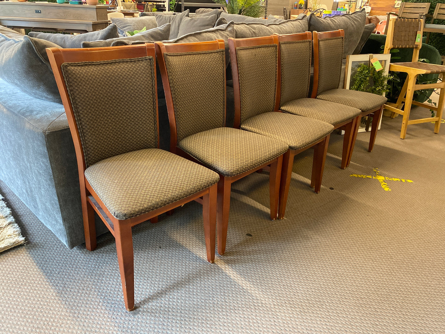 Set of 3 Wood Upholstered Dining Chairs *donated