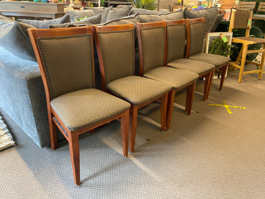 Set of 3 Wood Upholstered Dining Chairs *donated