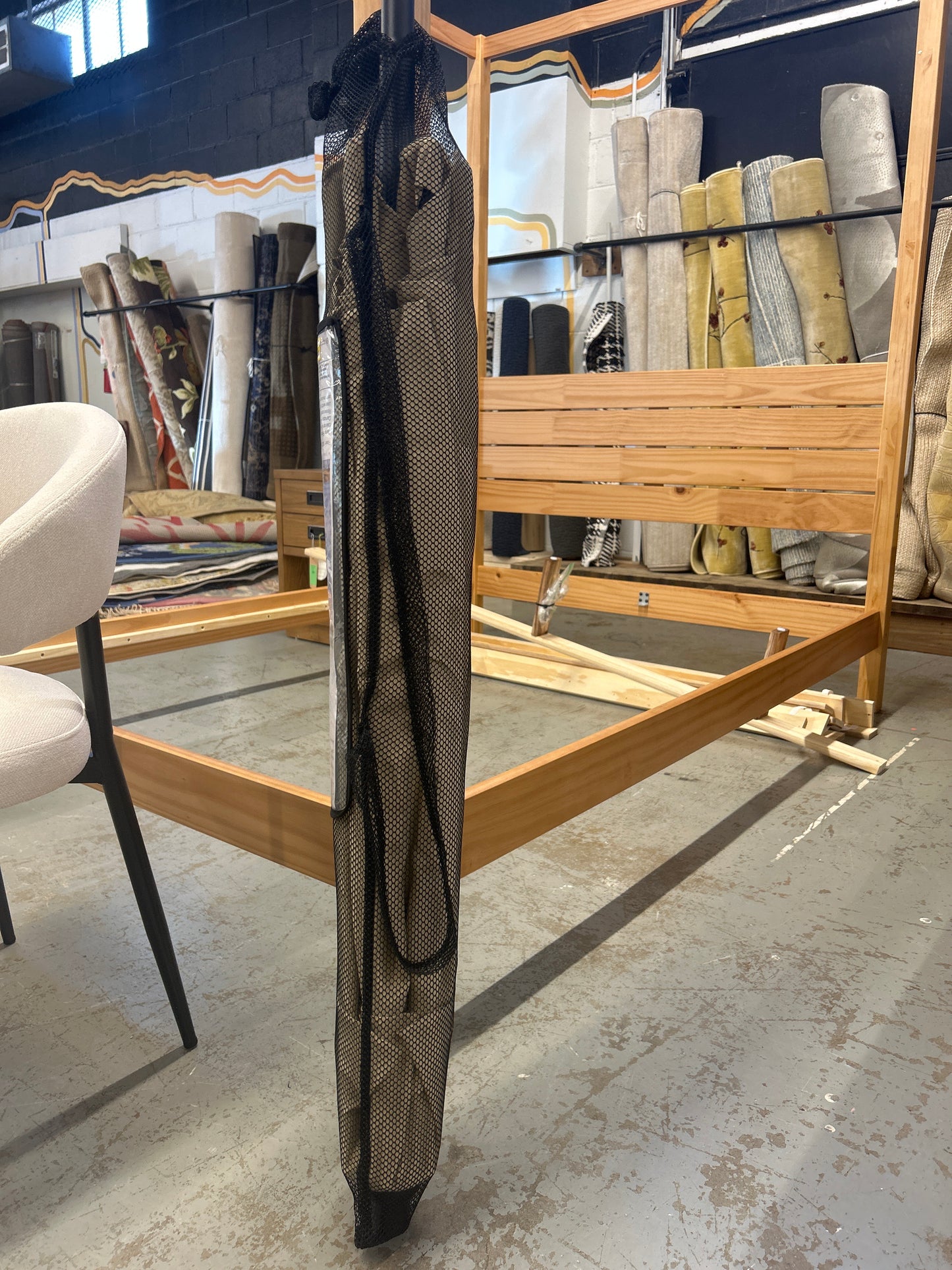 6' Round Outdoor Patio Market Umbrella Tan with Black Pole - Room Essentials: Includes Carrying Bag, Steel Frame | Retail Price: $60