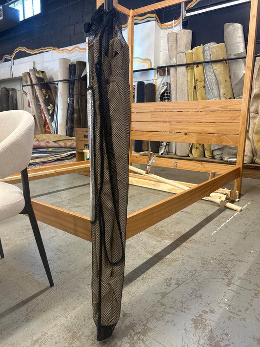6' Round Outdoor Patio Market Umbrella Tan with Black Pole - Room Essentials: Includes Carrying Bag, Steel Frame | Retail Price: $60