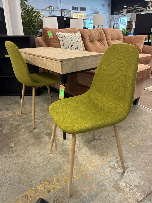 Assembled Set of 2 Raina Mid-Century Dining Chair Green - Christopher Knight Home: Contoured Seat, Iron Legs with Wood Finish, Polyester Upholstery  - Retails Unassembled for $116.99 - Star Rating Online: 4.7/5 Stars