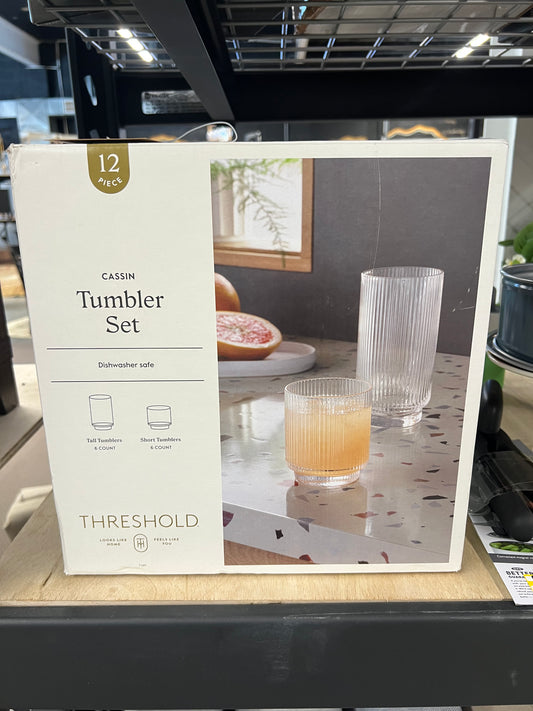 12pc Mixed Ribbed Cassin Tumbler Set - Threshold™ Retail: $35