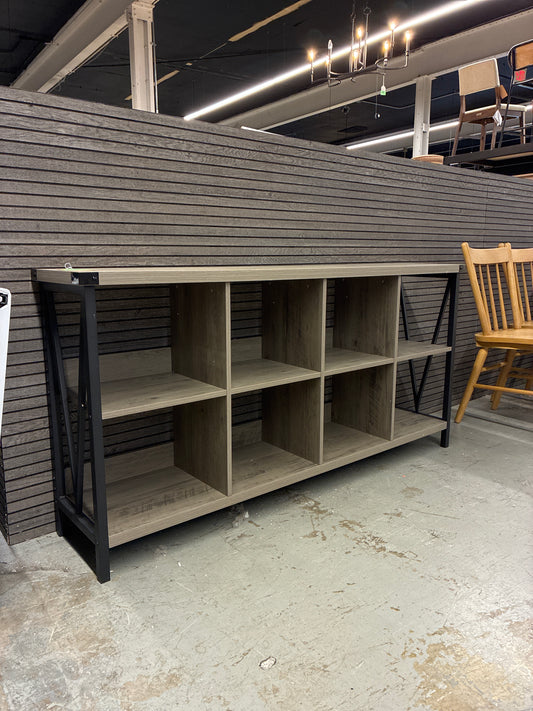 8 Cube Storage Organizer Console Table Bookshelf 3 Tier Metal Horizontal Bookcase 62 In | AS IS minor cosmetic damage on top
