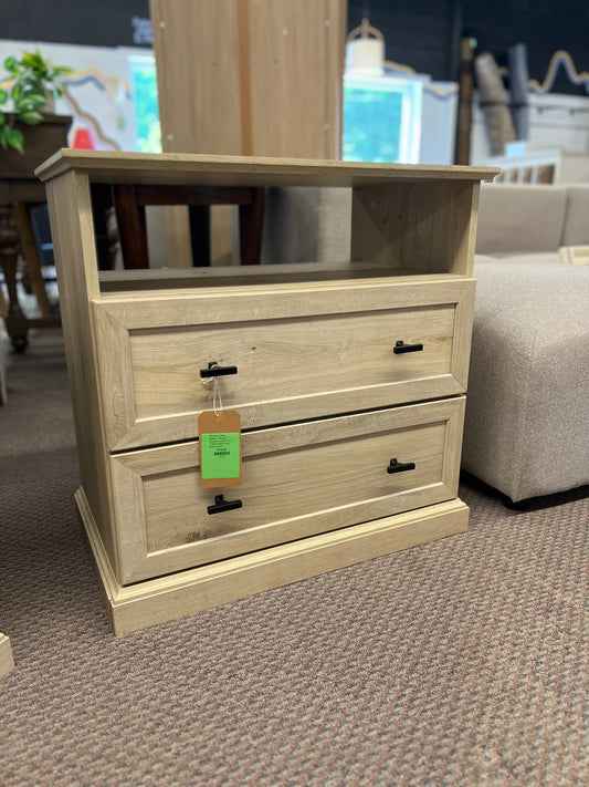 Clyde Classic 2 Drawer Nightstand - White Oak | Dimensions: 25.25in H x 26in L x 15.75in W | Weight: 50 LBS | Retail Price: $176