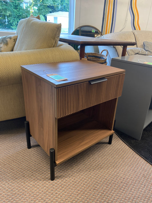 24" Reeded Wood 1 Drawer Nightstand - Coastal Oak | Retail Price: $129