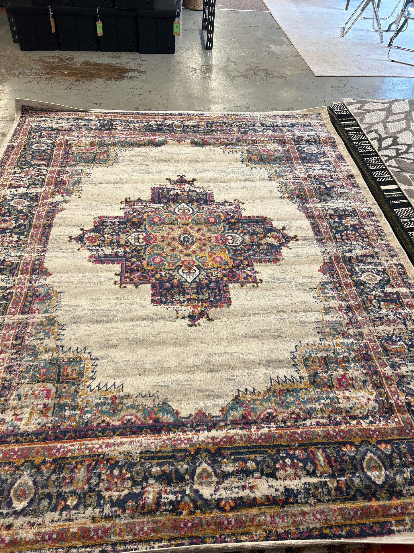 8 x 10 Area Rug Ivory Blue | ID 14169