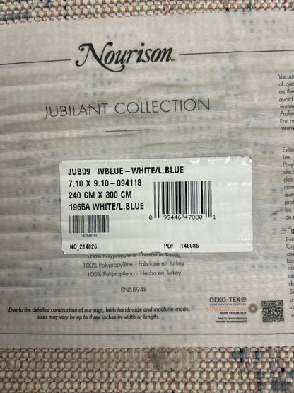 8 x 10 ivory and blue area rug ￼- as is (minor fraying on some edges)