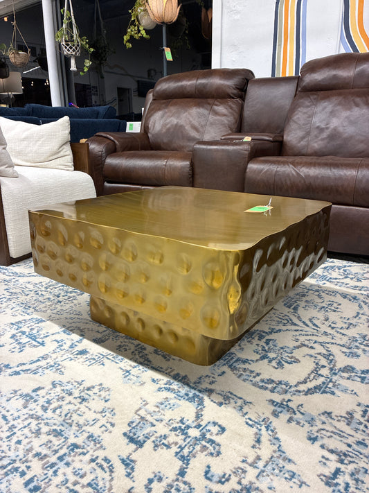 Janalee Steel Square Coffee Table in Brass | Retail Price: $715 AS IS