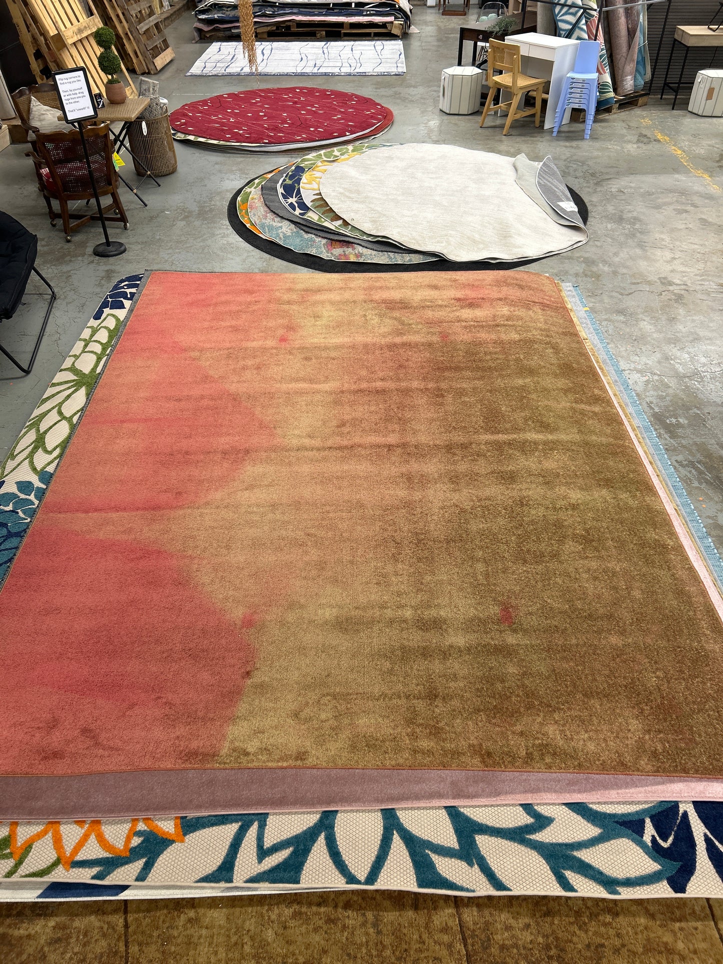 9 x 12 red and gold abstract area rug
