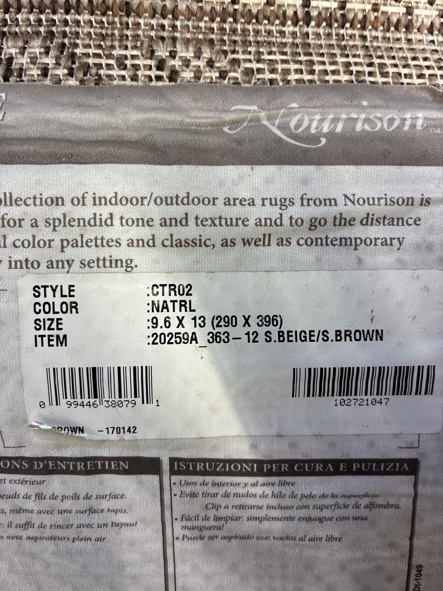 10 x 14 Area Rug Country Side Natural Indoor Outdoor Minor In One Corner | ID 14162