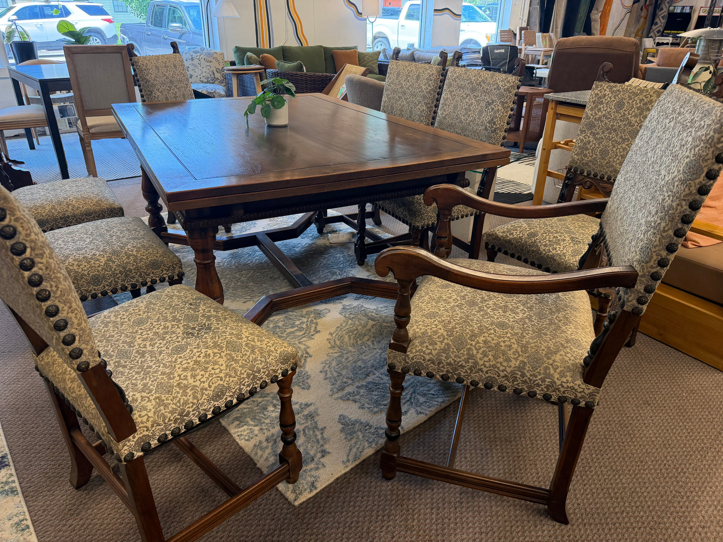 Stunning Kittinger Jacobean Extendable Antique Dining Set with 8 Upholstered Chairs Early 20th Century *donated