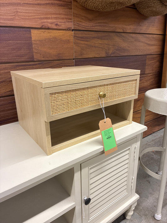 Assembled Nathan James Jackson Floating Side Table Rattan and Wood Light Oak - Retails Unassembled for $89.99 - Star Rating Online: 5.0/5 Stars