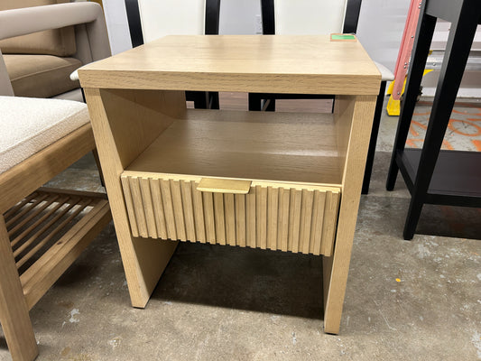 Groove Dowel Accent Table with Shelf Natural Wood - Threshold Fully Assembled