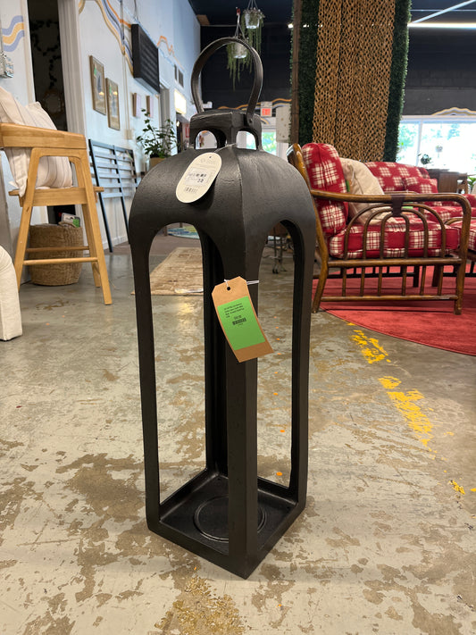 29.4"x9" Pillar Cast Aluminum Outdoor Lantern Candle Holder Black - Threshold | Retail Price: $100
