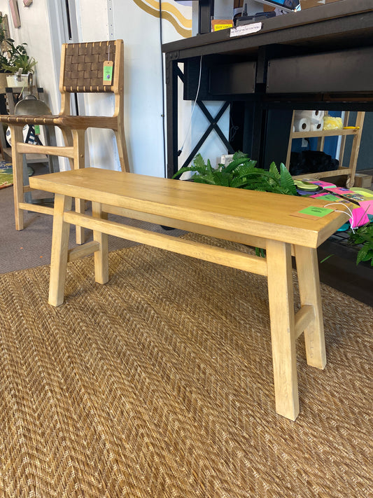 Thatcher Wood Bench Natural - Threshold designed with Studio McGee: Entryway Seating, Rubberwood Frame | Retail Price: $120