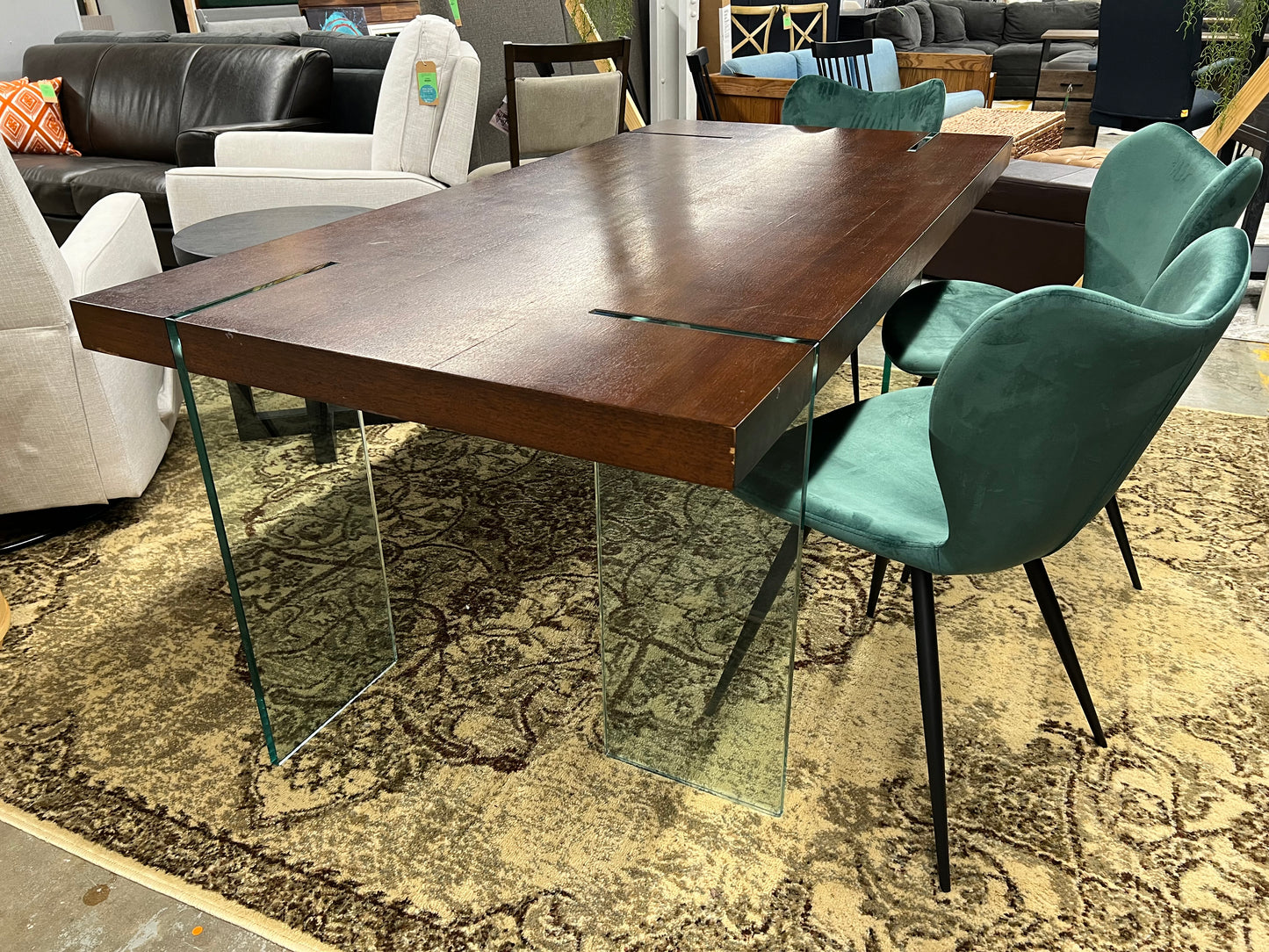 Wood and Glass Dining Table *donated USED CONDITION