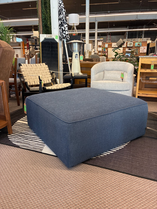 Quinn Large Square Ottoman in Navy