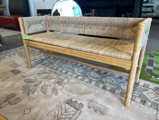 Elden Wood Bench with Woven Back and Loose Cushion Seat - Threshold designed with Studio McGee -  - Retail Price: $210 WITHOUT CUSHION