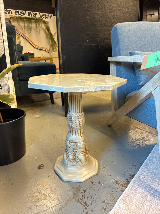 Vintage 70s Octagonal Pedestal Side Table *donated