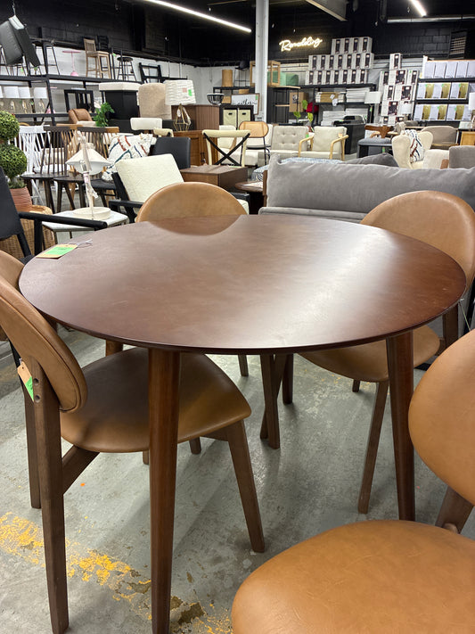 Assembled Landon Round Dining Table Dark Brown - Crosley
