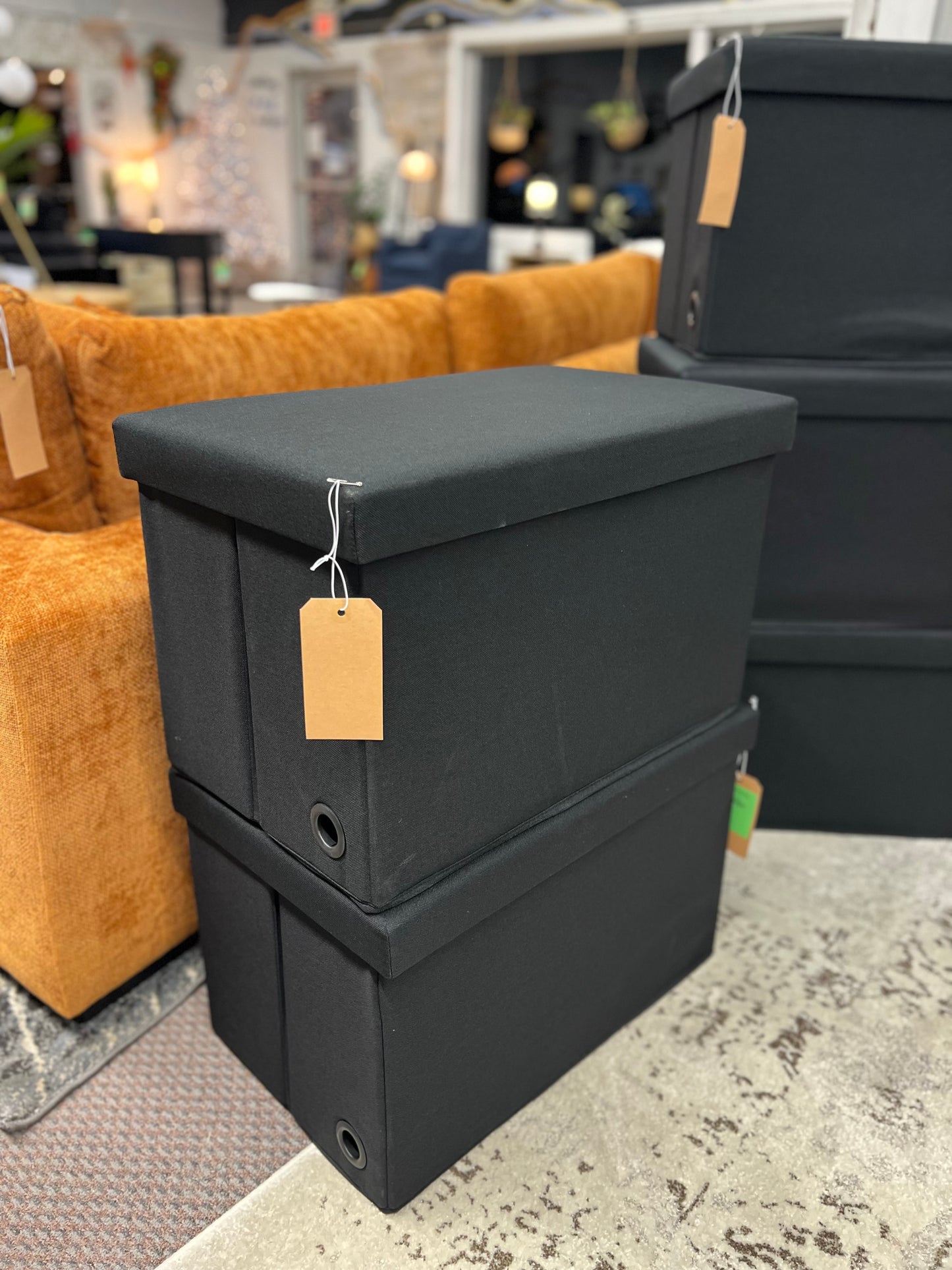 24" Collapsible Double Storage Ottoman Black - Room Essentials: Retail:$40