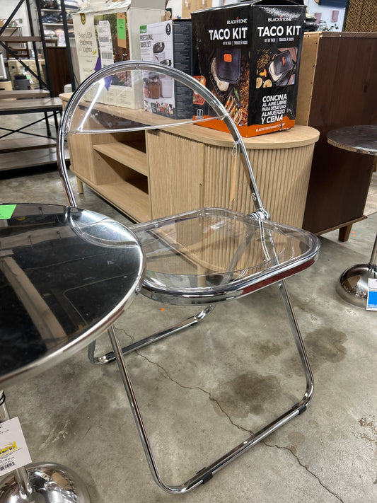 Modern Metal Acrylic Dorm Folding Chair Chrome - Room Essentials