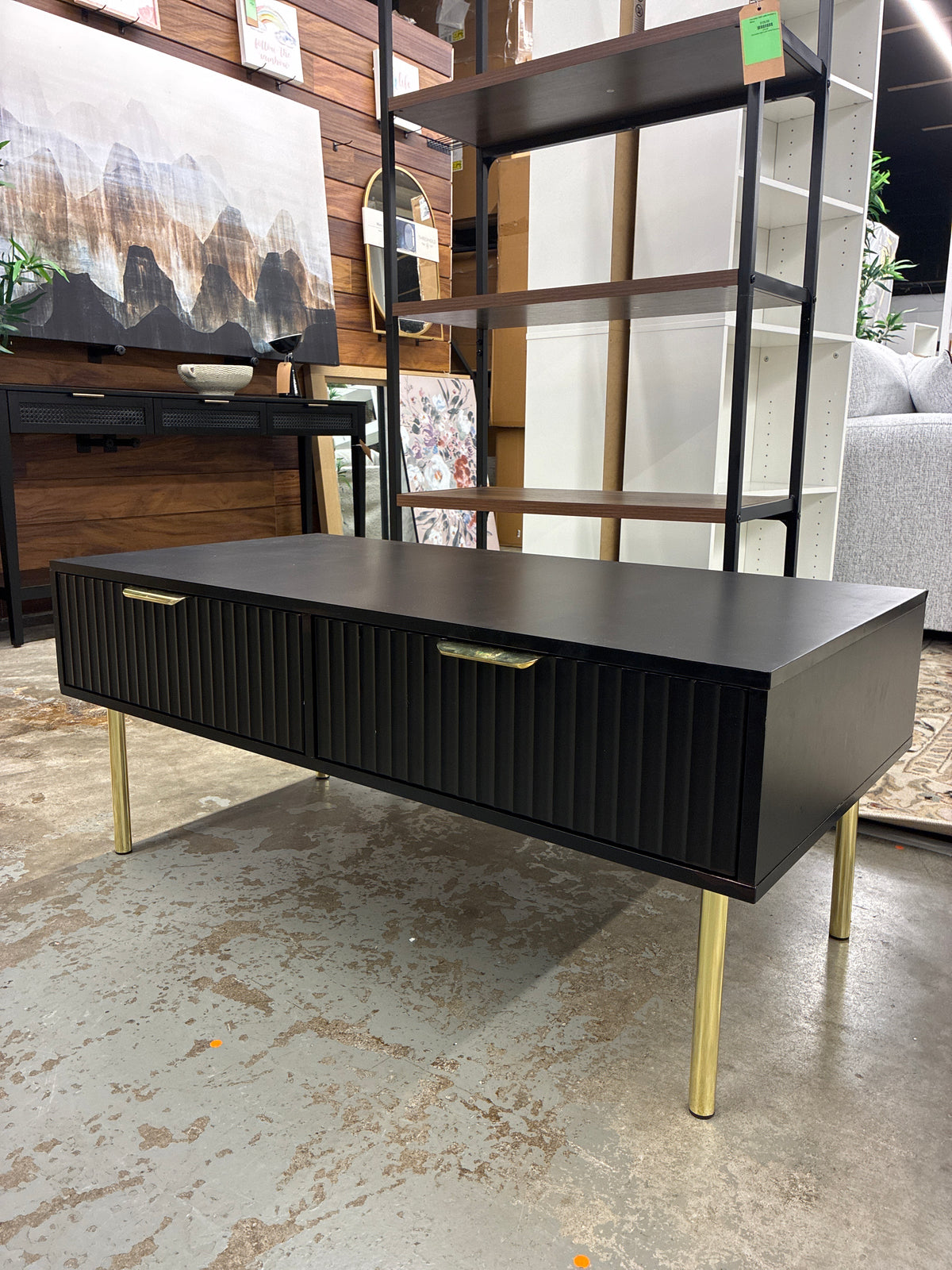 2 Drawer Black and Gold Coffee Table