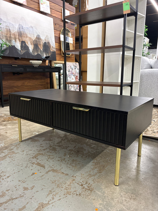 2 Drawer Black and Gold Coffee Table