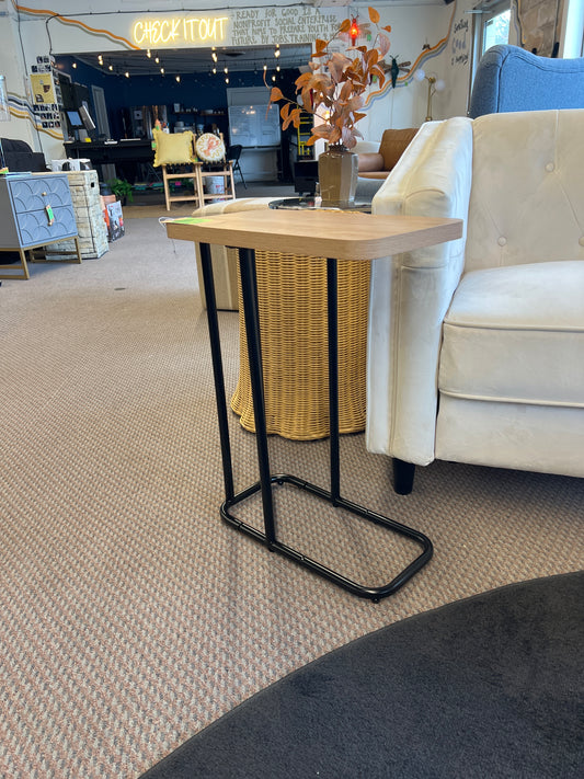 Mixed Material Wood and Metal Rectangle Top C Table Natural Wood - Room Essentials | Retail Price: $35