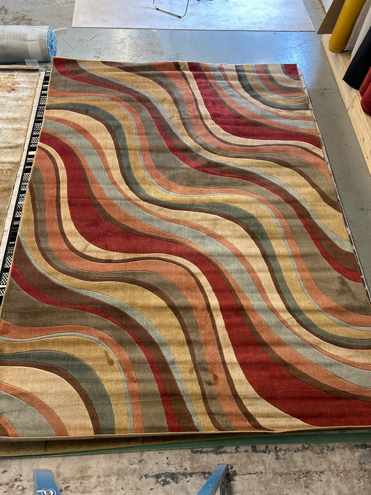 9 x 12 Area Rug Striped Wavy Colors | ID 14172