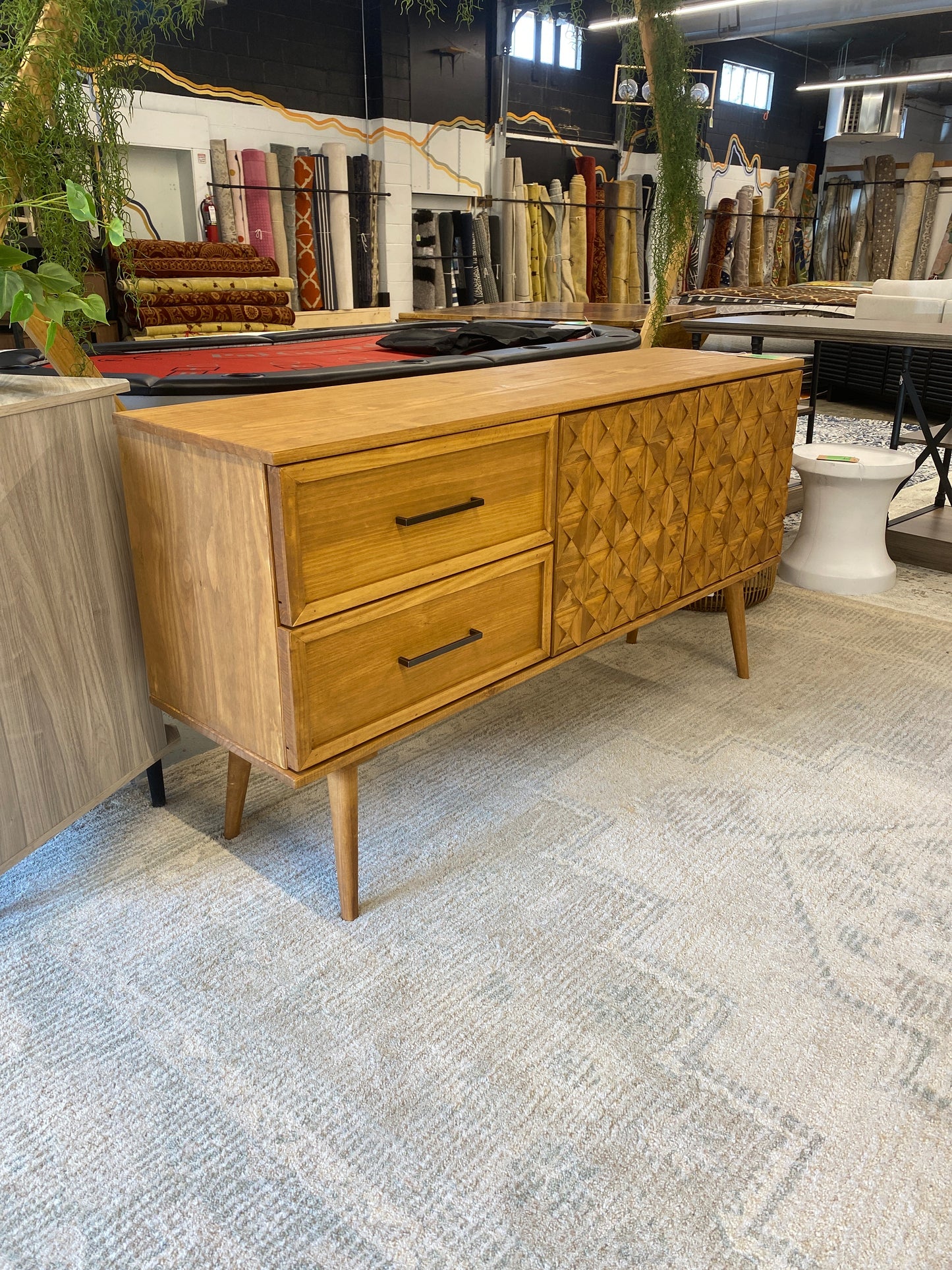 Tessa 58" Solid Wood 2-Drawer Prism Sideboard - Caramel | Retail Price: $405