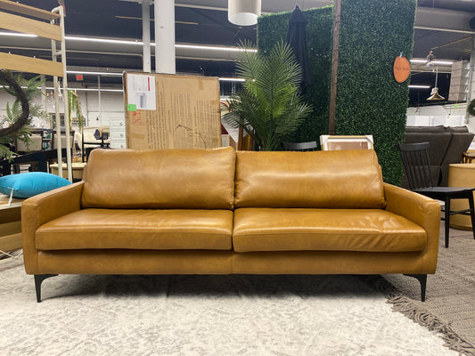 Jones 86in Genuine Leather Square Arm Sofa - Retail Price: $2299.99