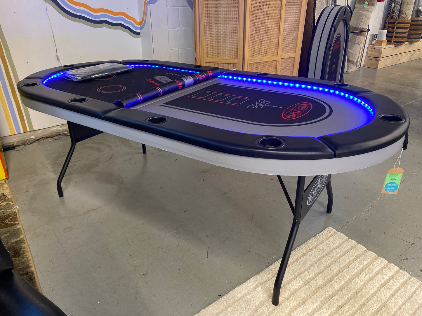 Barrington 10-player Poker Table with LED Lights - AS IS very minor signs of wear - Retail Price: $329.99