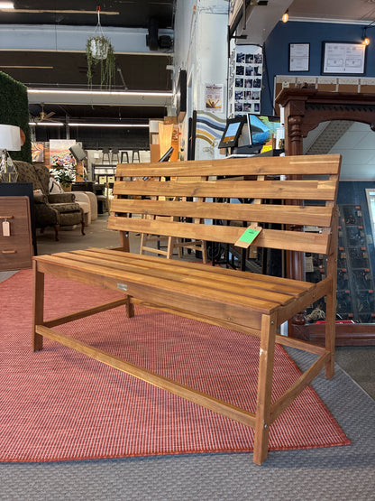 Ruben Outdoor Convertible Bench and Table, Teak Finish - Natural