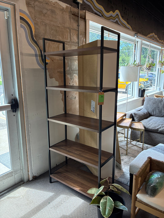 Brianna 72" Loring 5 Shelf Ladder Bookshelf in Walnut