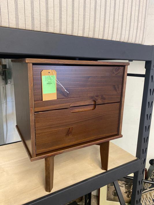 Sloane 2 Drawer Groove Handle Wood Nightstand - Walnut | Dimensions: 24in H x 20in L x 16in W | Weight: 23 LBS | Retail Price: $120