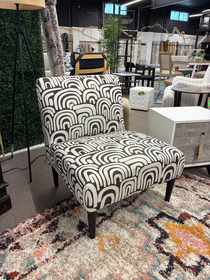 Elora Print Upholstered Slipper Chair *donated (small stain on seat)
