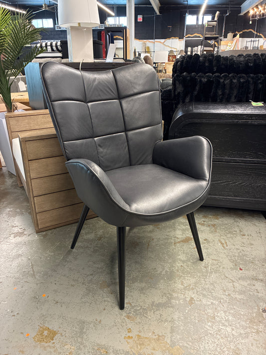 High Back Upholstered Faux Leather Accent Chair in Black