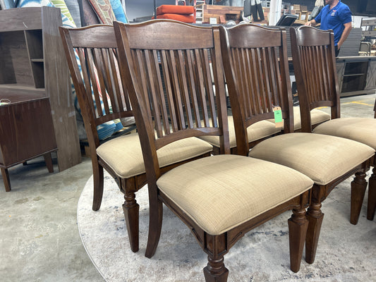 Set of 6 Wooden Upholstered Dining Chairs *donated