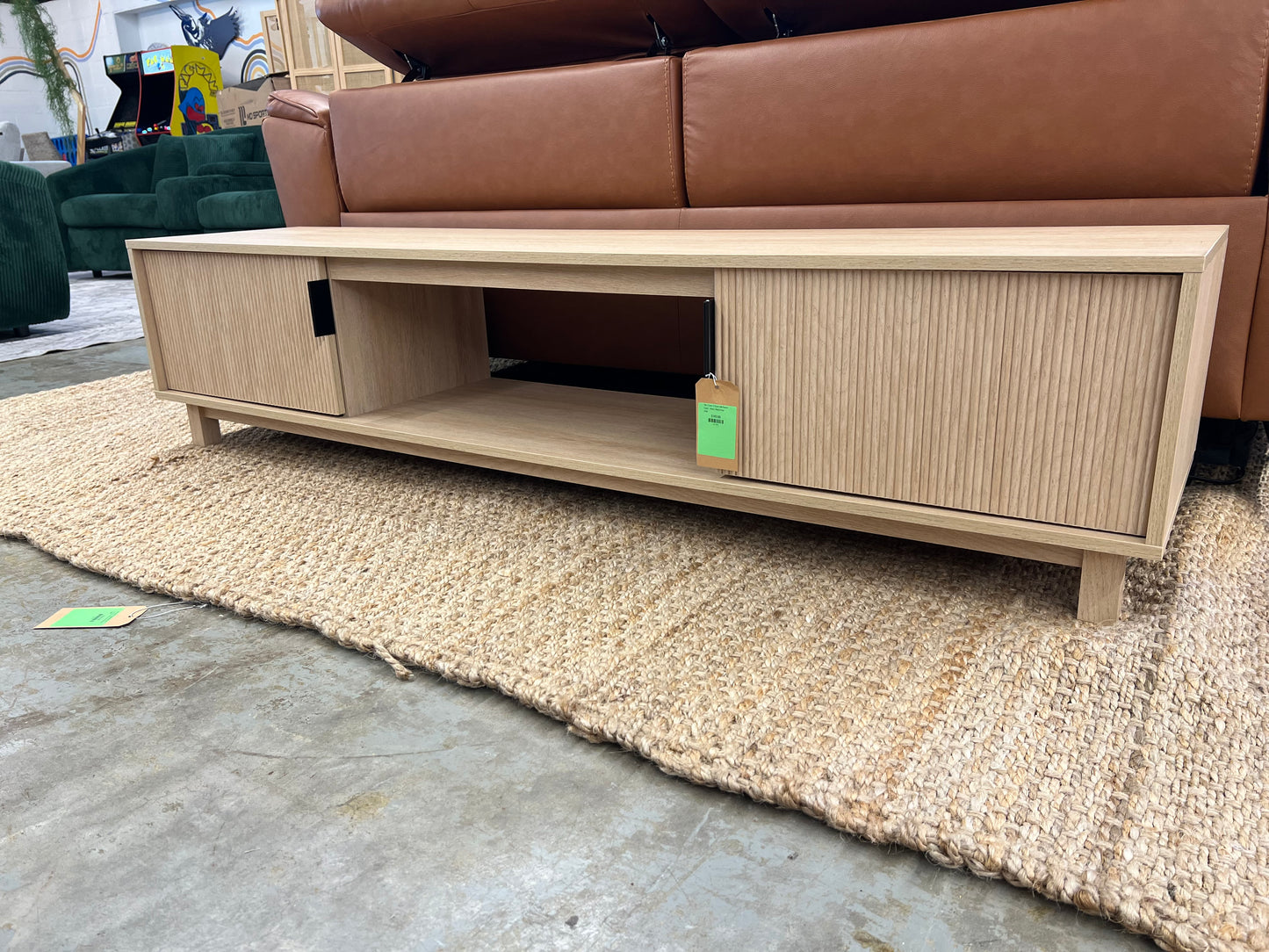 70in 2 Door TV Stand with Reeded Fronts - Mocha | Retail Price: $190