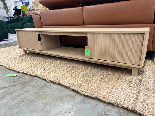 70in 2 Door TV Stand with Reeded Fronts - Mocha | Retail Price: $190