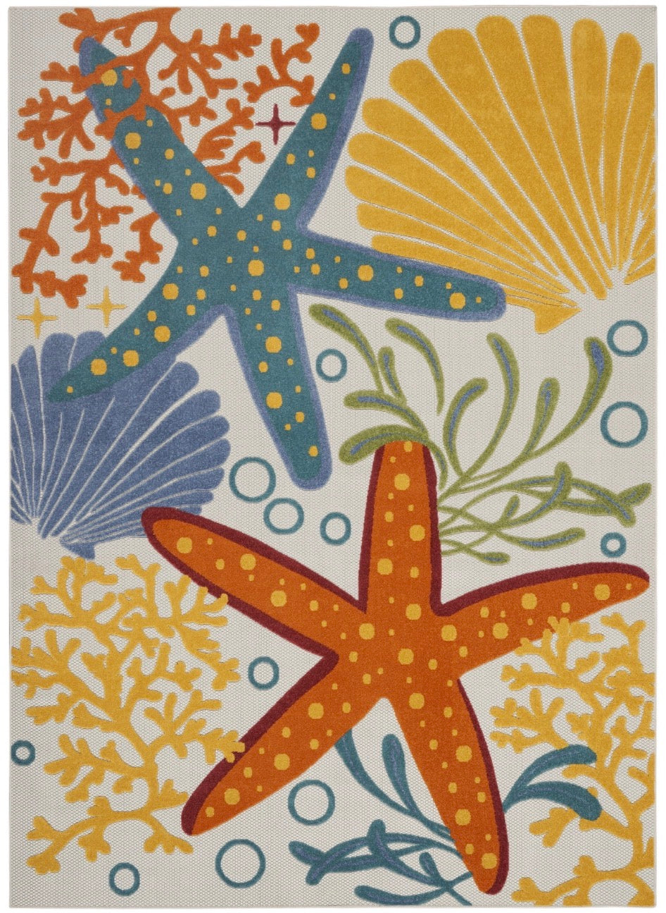 12 x 15 Area Rug Indoor / Outdoor Starfish Aloha Multicolor | Retail Price: $320 | ID
