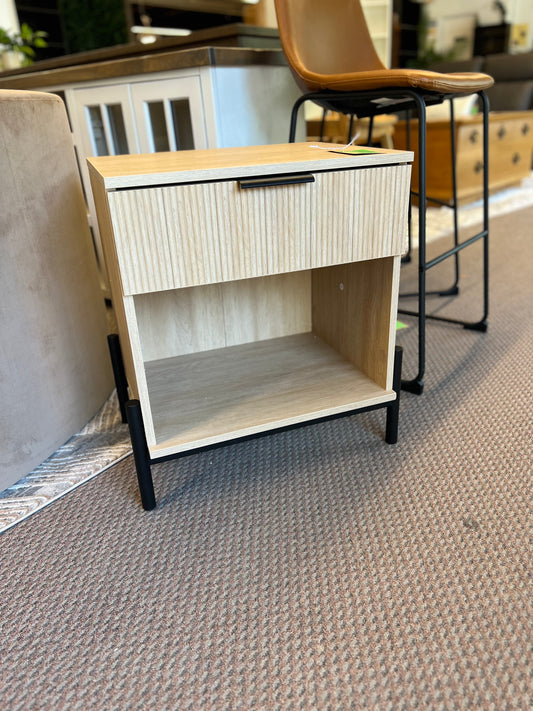 24in Reeded Wood 1 Drawer Nightstand - Coastal Oak | Retail Price: $100