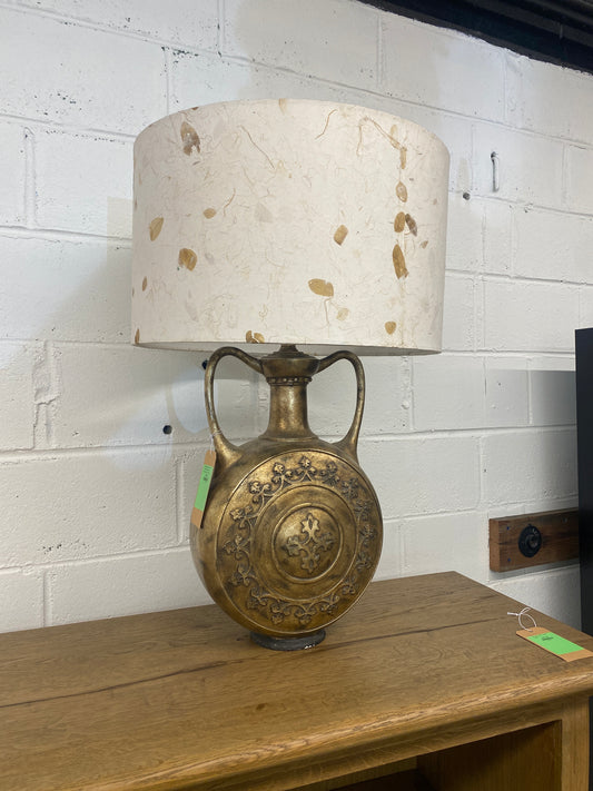 Vintage Ornate Jug Lamp with Textured Parchment Shade - Mediterranean / Tuscan Style