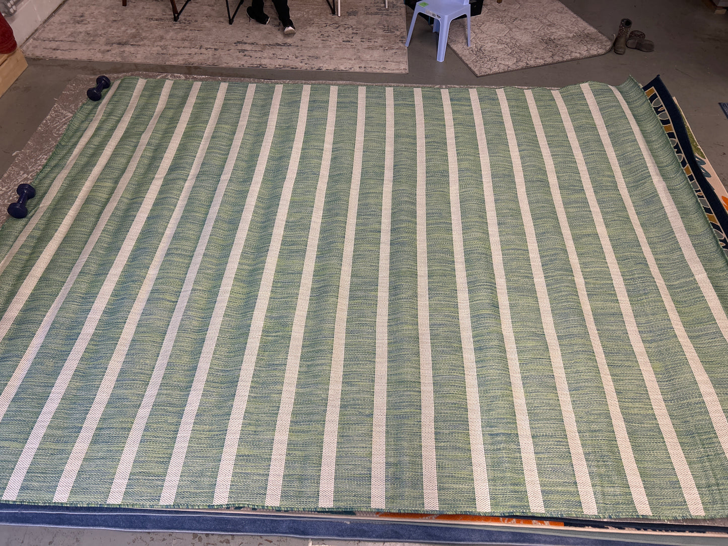 9 x 12 indoor / outdoor blue green ivory