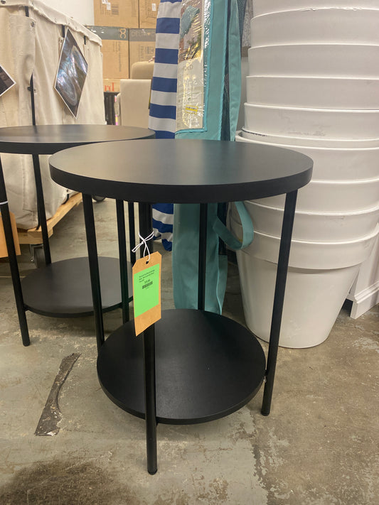 Wood and Metal Round End Table Black - Room Essentials | Retail Price: $32