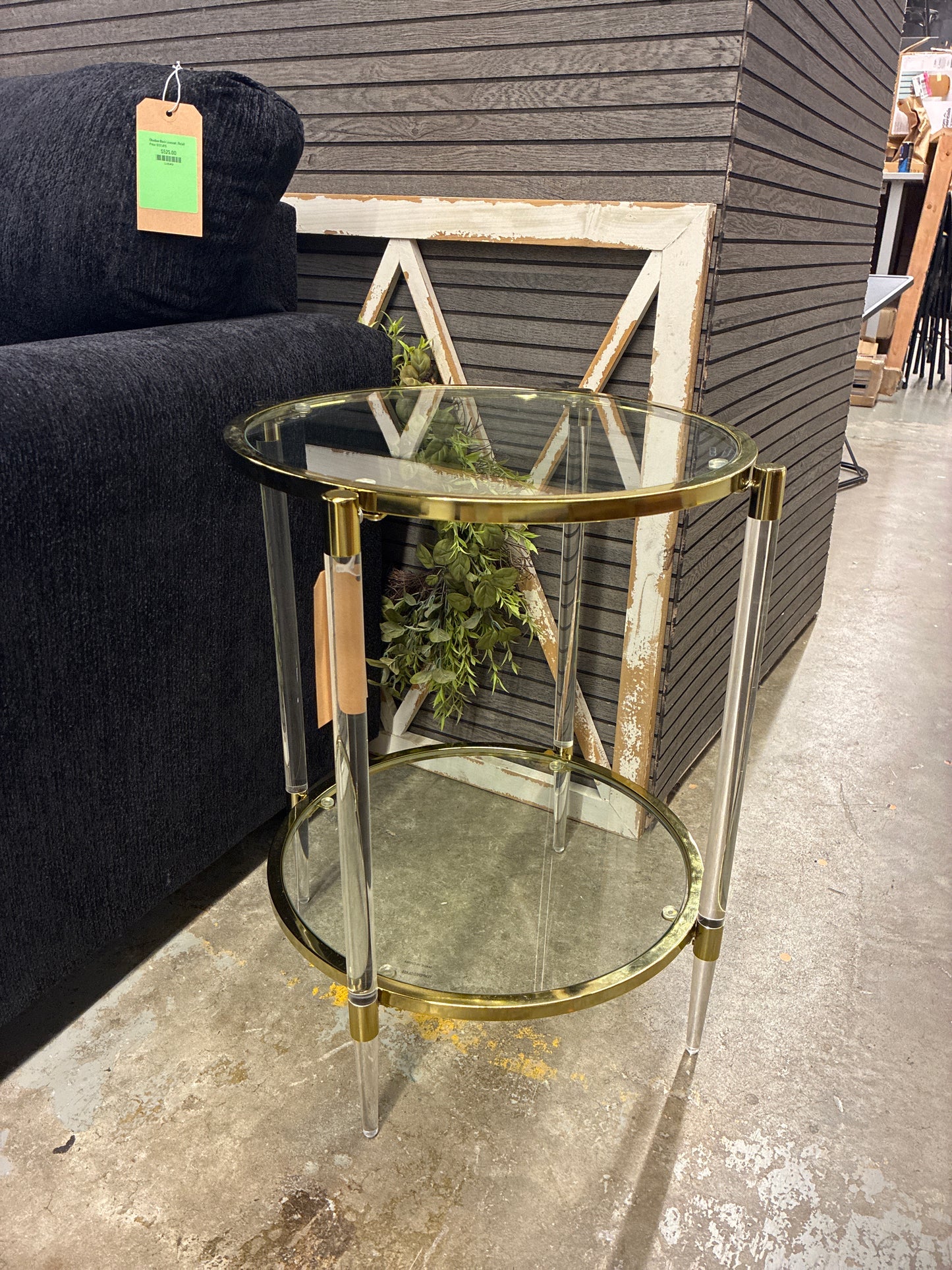 Royal Crest 2 Tier Acrylic Glass End Table Clear/Gold - Breighton Home | Retail Price: $189.99
